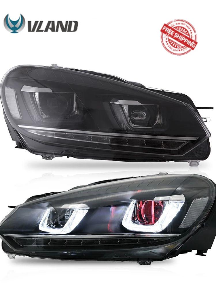 VLAND Headlamp Car Headlight Assembly For Volkswagen Golf Mk6 GTI/2012-2013 RHD/LHD Light Moving Turn Signal Dual Beam Lens