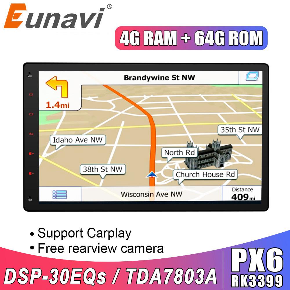 Eunavi 2 din Universal Android 10 car radio stereo multimedia autoradio player 1024*600 GPS Navigation headunit TDA7851 RDS