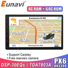 Charger l&#39;image dans la galerie, Eunavi 2 din Universal Android 10 car radio stereo multimedia autoradio player 1024*600 GPS Navigation headunit TDA7851 RDS