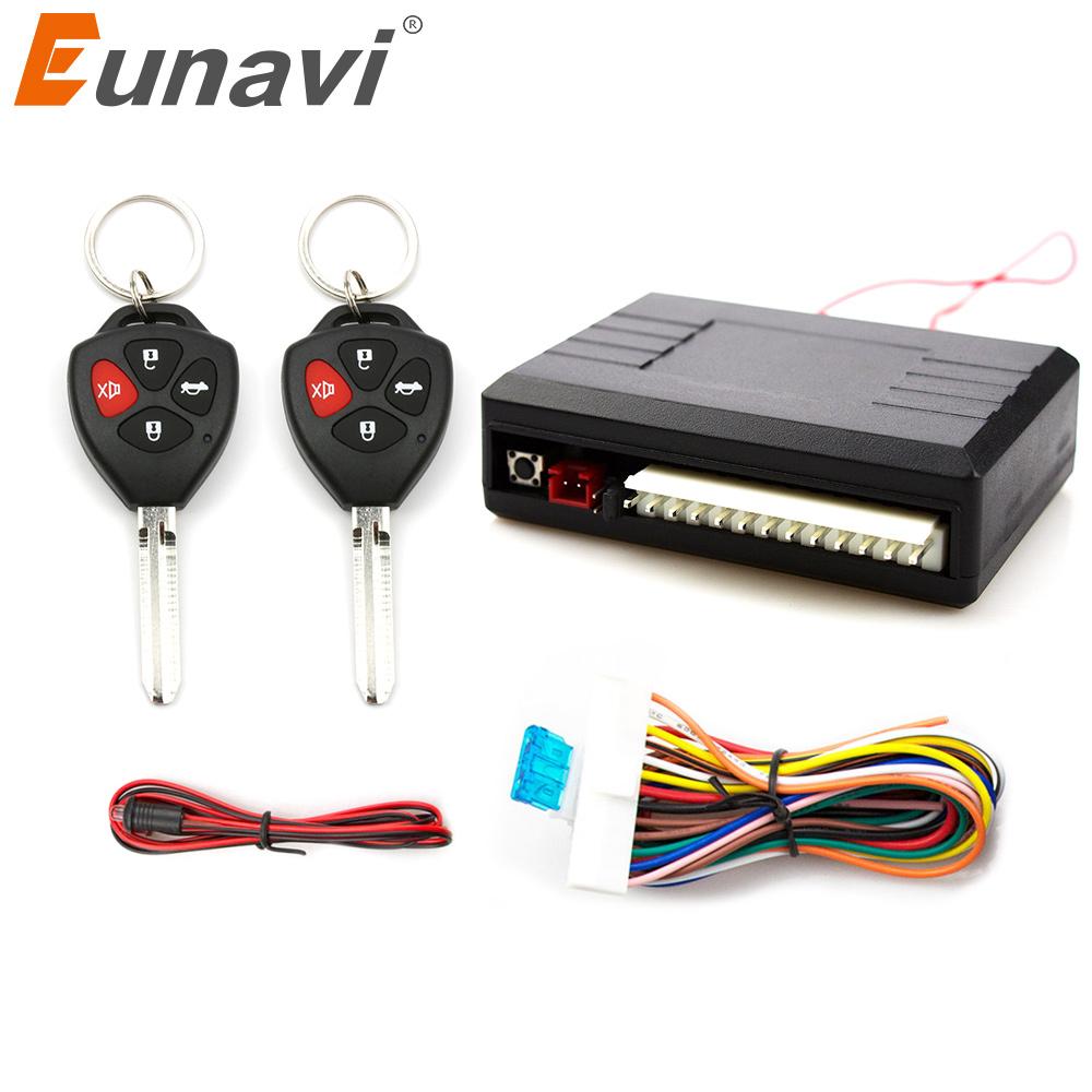 Eunavi Universal Auto Car Remote Central Kit Blokada odblokowania System dostępu bezkluczykowego Centralny zamek LED Wskazuje przycisk zwalniania bagażnika