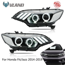 Load image into Gallery viewer, VLAND Headlamp Car Headlights Assembly For Honda Fit/Jazz 2014-2019 Headlight LED DRL With Moving Turn Signal Dual Beam Lens