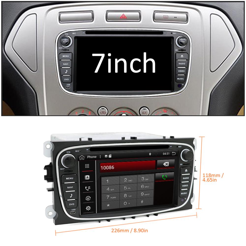 Eunavi 2 Din Android Auto DVD Multimedia Player GPS für FORD Focus 2 II Mondeo S-MAX C-MAX Galaxy 2Din 4G 64GB Touchscreen