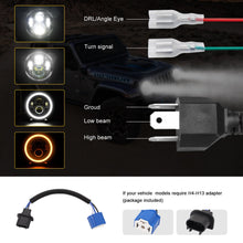 Cargar imagen en el visor de la galería, New 7 Inch Led Headlight H4 DRL Round 7&#39;&#39; Headlights With Yellow &amp; White Angel Eye For Jeep Wrangler Lada Niva 4x4 200W