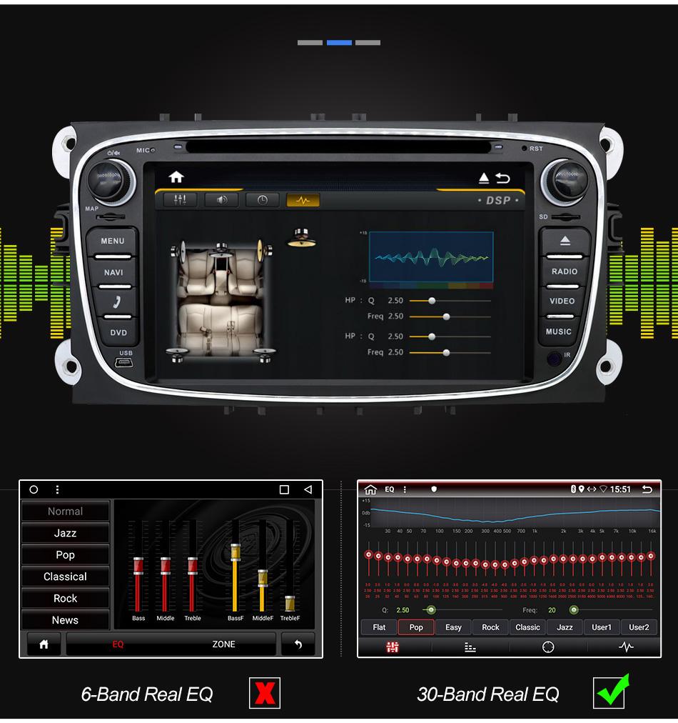 Eunavi 2 Din Android Auto DVD Multimedia Player GPS für FORD Focus 2 II Mondeo S-MAX C-MAX Galaxy 2Din 4G 64GB Touchscreen