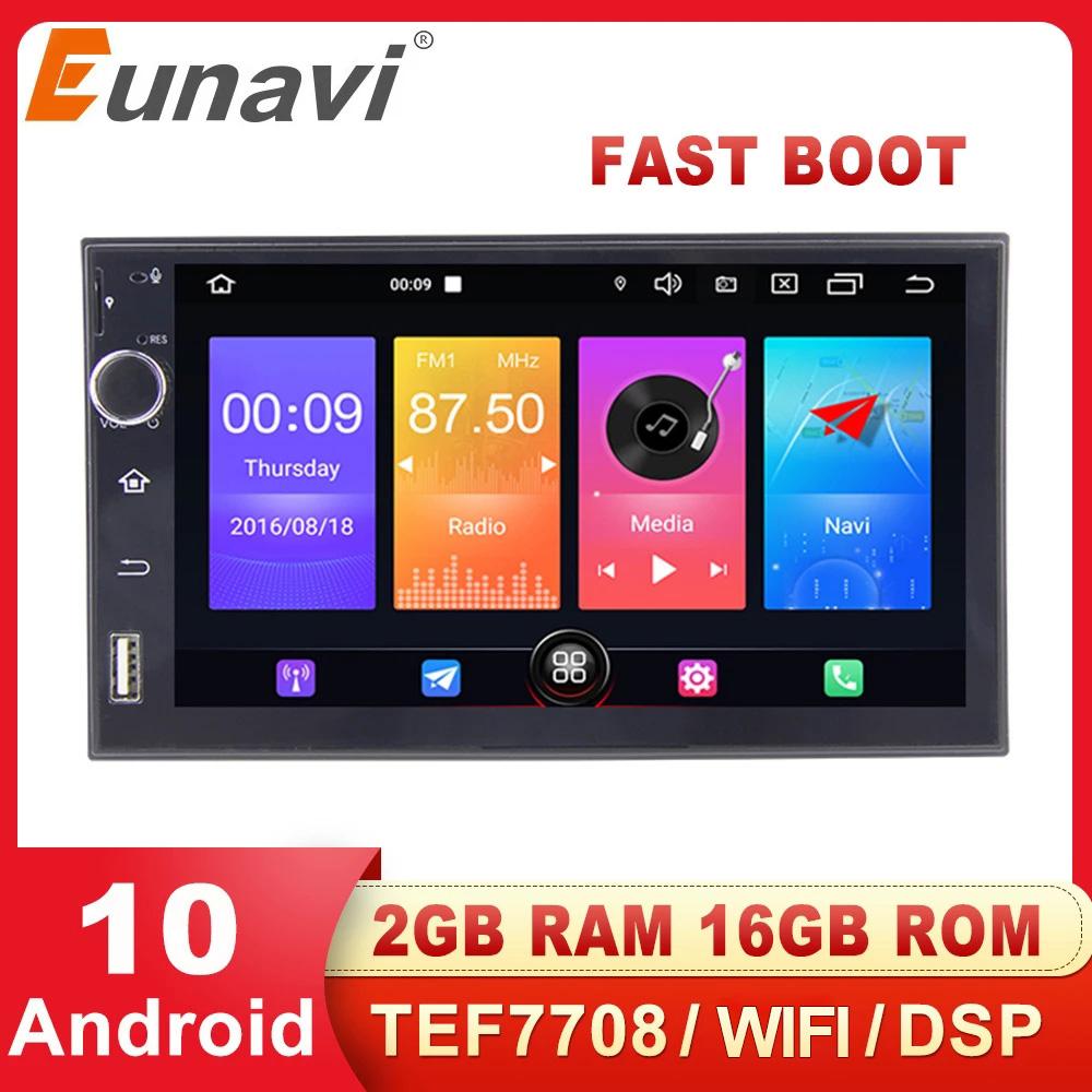 Eunavi 2 Din Universal 7'' Car Multimedia Player Radio Stereo Audio GPS Auto Navigation TEF7708 Android 10 WIFI DSP NO DVD