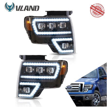 Cargar imagen en el visor de la galería, Vland Car Lamp Assembly For Ford F-150 2009-2014 Headlights With Start Up Animation DRL Raptor Front Lamp Full LED Projector