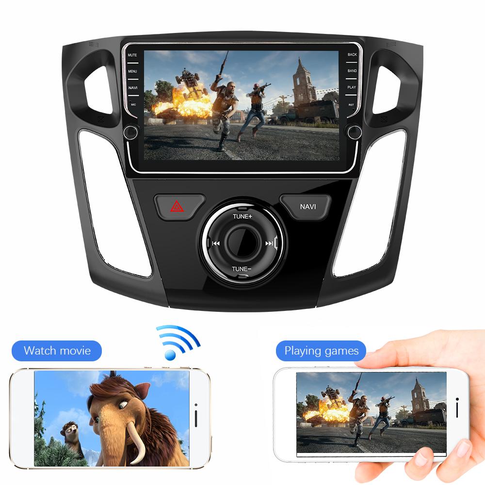 Eunavi 8 inch Android 10 2 Din Car Radio GPS Navigation Stereo For Ford Focus 2012-2015 WIFI 4G+64G RK3399 touch screen 1024*600