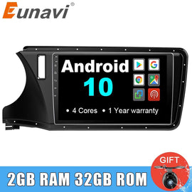 Eunavi 10.1 inch 2 din Android 10 Car Radio stereo GPS for Honda City 2015+ 2din Multimedia PC 1024*600 RDS Headunit wifi bt
