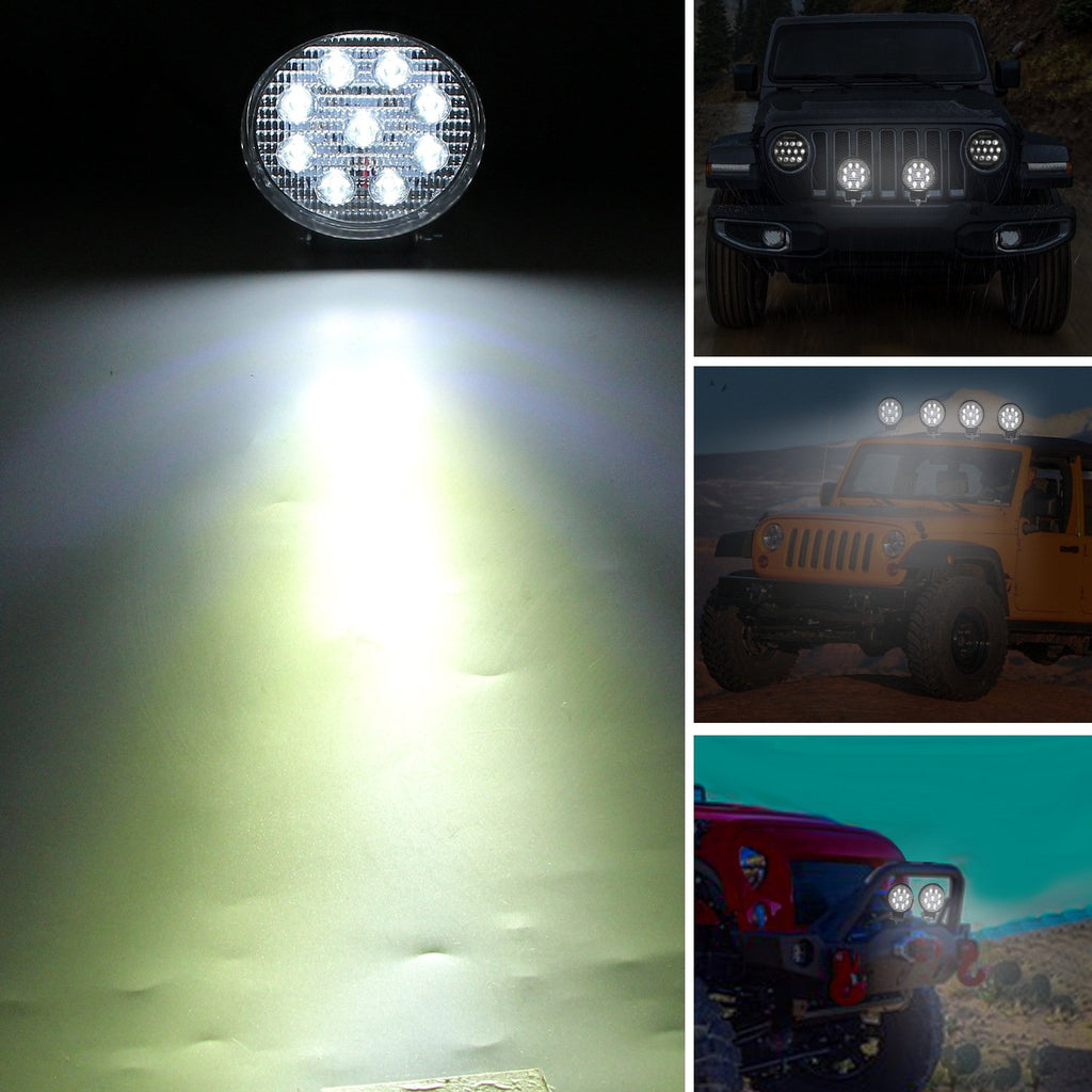 Round Ultra-thin 90W Off-road Vehicle Spotlight LED Work Light Spot Flood LED Light Bar LED Light