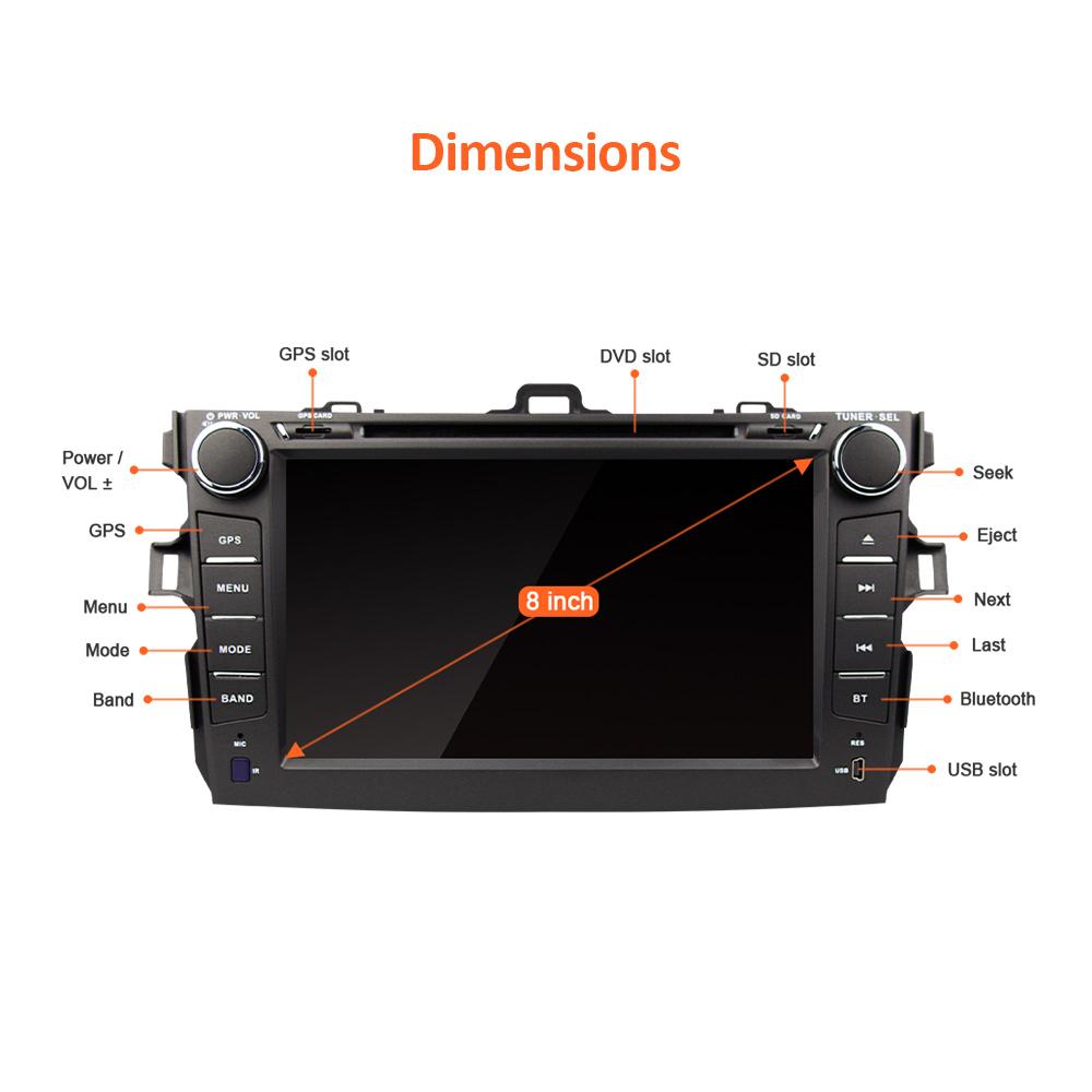 Eunavi TDA7851 2 Din Android 10 car dvd multimedia player gps for Toyota Corolla 2007-2011 1024*600 auto radio stereo audio