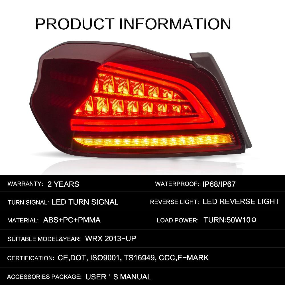 VLAND Tail Lights Assembly For 2015-2019 Subaru WRX / WRX STI Tail Lamp With Sequential Turn Signal