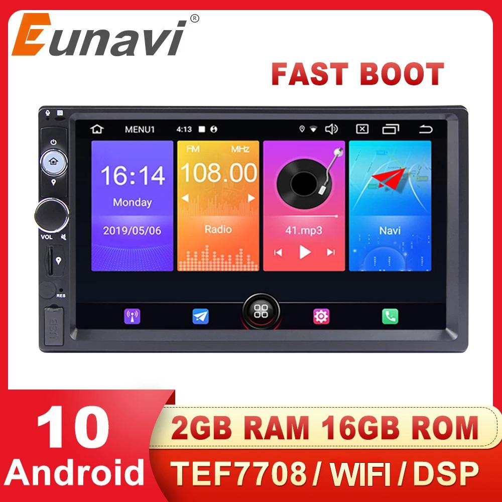 Eunavi 2 Din Universal Car Multimedia Player Radio Stereo Audio Auto Android GPS Navigation WIFI DSP USB Subwoofer 7'' NO DVD