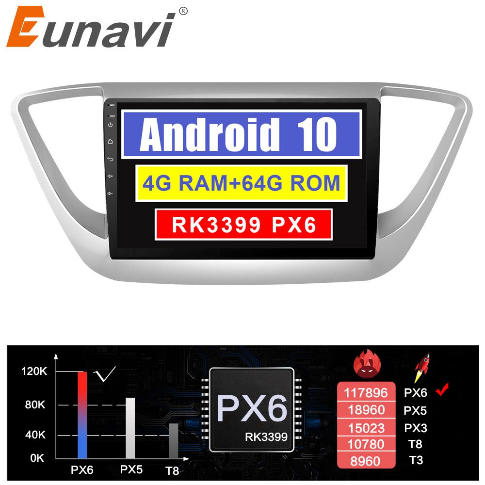 Eunavi 2din car radio stereo multimedia player for Hyundai verna 2017 system 2 din headunit GPS Android 10 TDA7851 4G 64GB