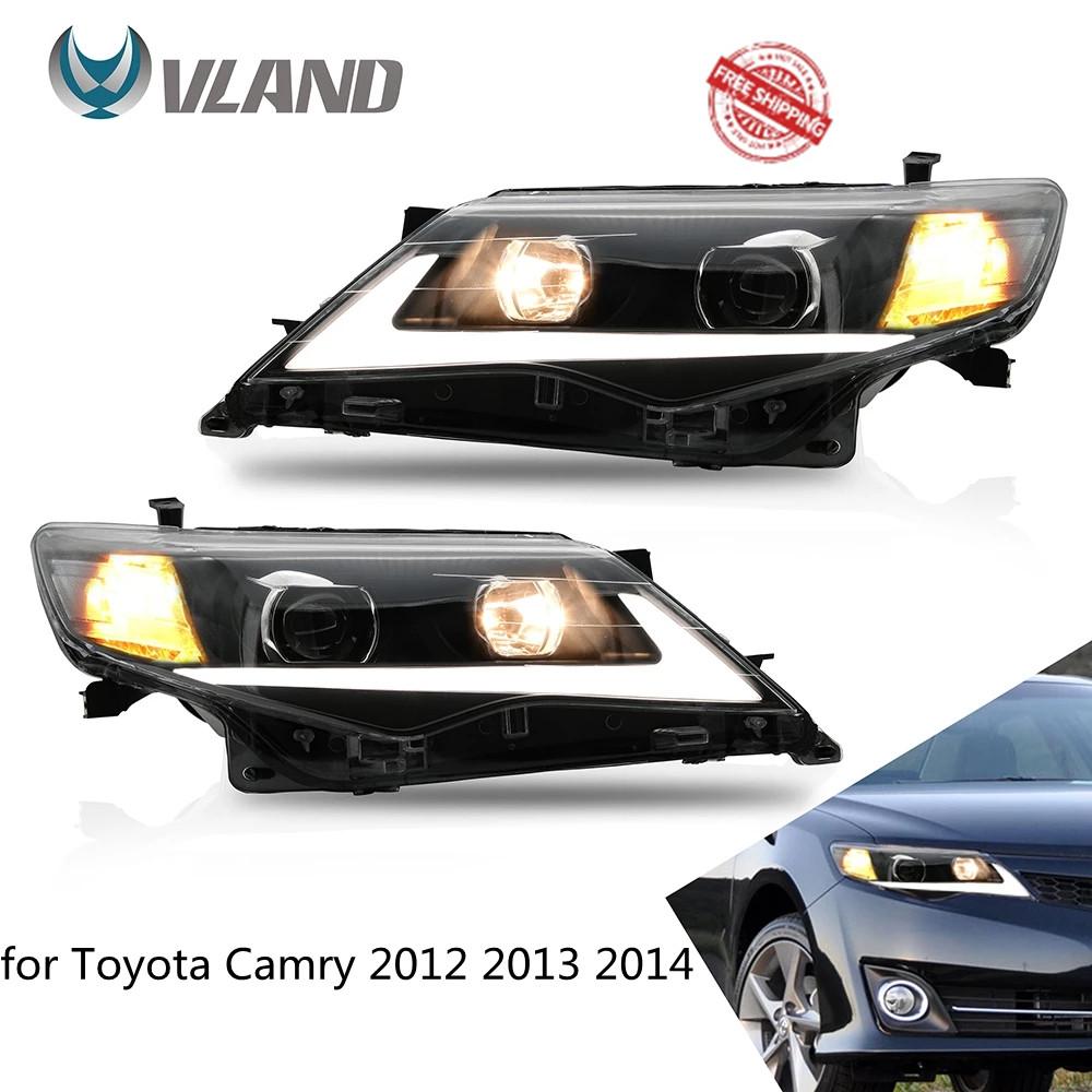 VLAND Headlamp Car Headlights Assembly for Toyota Camry 2012 2013 2014 Headlight with DRL moving turn signal Plug-and-play