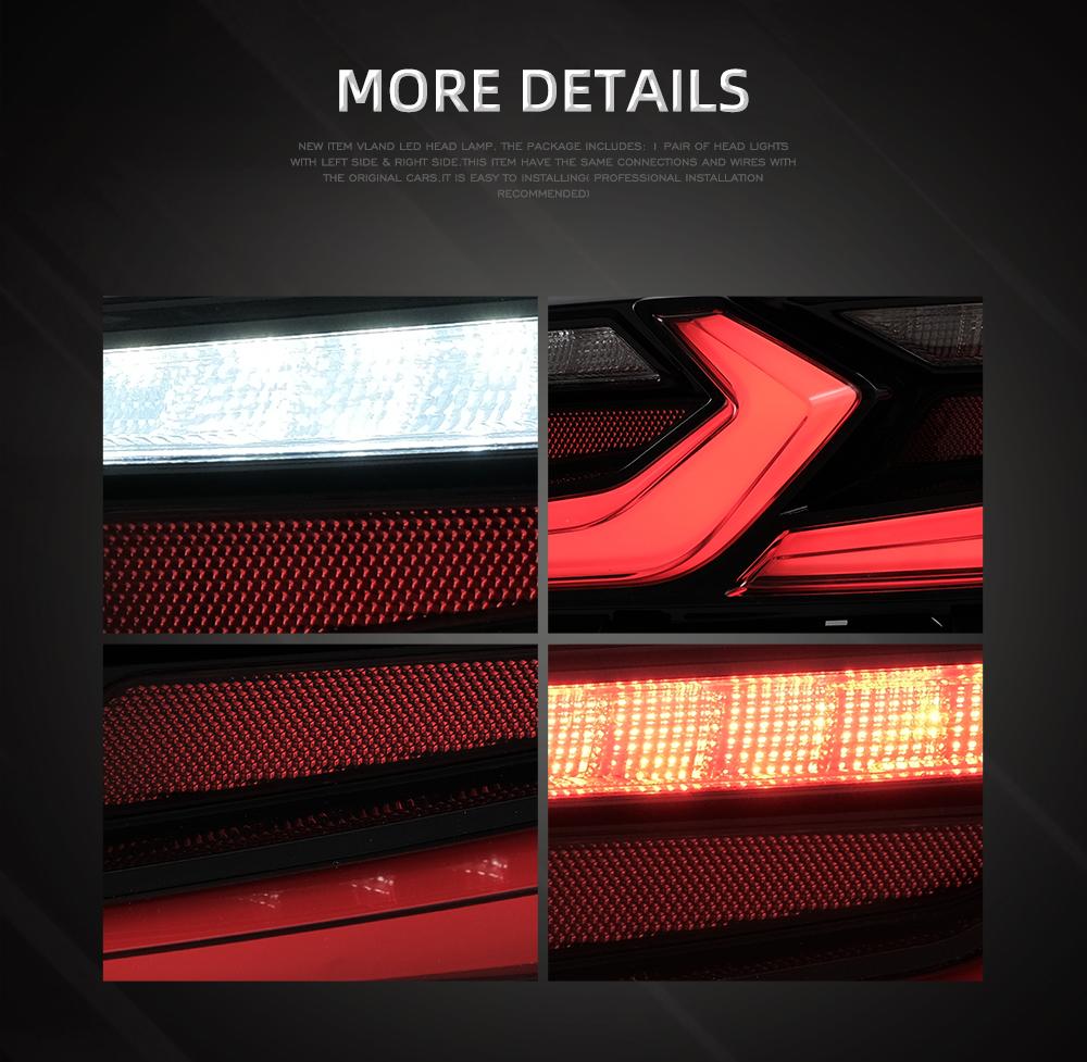 Vland Car Lamp Assembly For Chevrolet Camaro New 5th Gen Full LED Corvette C8 Style Rear Lights 2014 - 2015 Tail Lights