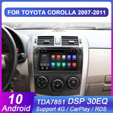 Eunavi 2 din Android 10 TDA7851 samochodowy odtwarzacz dvd multimedialny dla Toyota Corolla 2007 2008 2009 2010 2011 GPS stereo radio PC ekran dotykowy