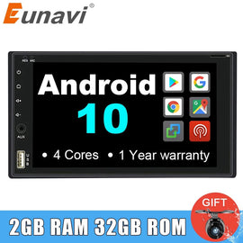 Eunavi 2 Din screen touch Universal Android 10 Car Radio Multimedia Stereo System 2din headunit pc GPS Navigation 170*96mm