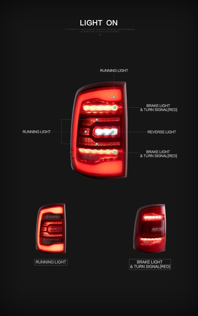 Samochodowe światło tylne 12 V Led dla DODGE RAM 1500 Tylne światła cofania do jazdy dziennej 2009-2018)