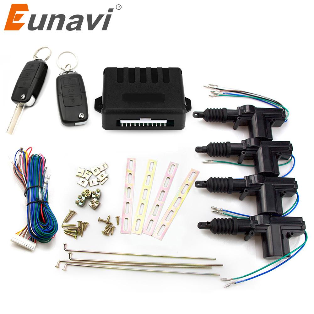 Eunavi Universal-Kfz-Türverriegelungsaktuator 12-Volt-Motor (4er-Pack) Auto-Auto-Fernbedienung 4-türige Halterung Keyless Entry System