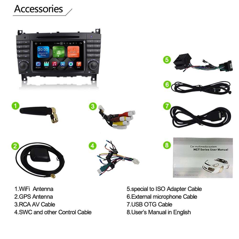 Eunavi 8 Cores 2 Din Android 9 car radio dvd gps for Mercedes/Benz W203 W209 W219 W169 A160 C180 C200 C230 C240 CLK200 CLK22 DSP