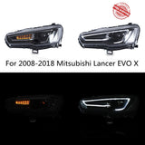 VLAND Headlamp Car Headlights Assembly For 2008-2018 Mitsubishi Lancer EVO X Head Light With Moving Turn Signal Dual Beam Lens