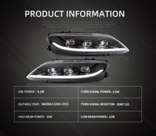 Załaduj zdjęcie do przeglądarki galerii, Zespół lampy samochodowej VLAND dla Mazda 6 reflektor 2003-2015 z animacją uruchamiania DRL Full LED przednie światła sekwencyjny kierunkowskaz