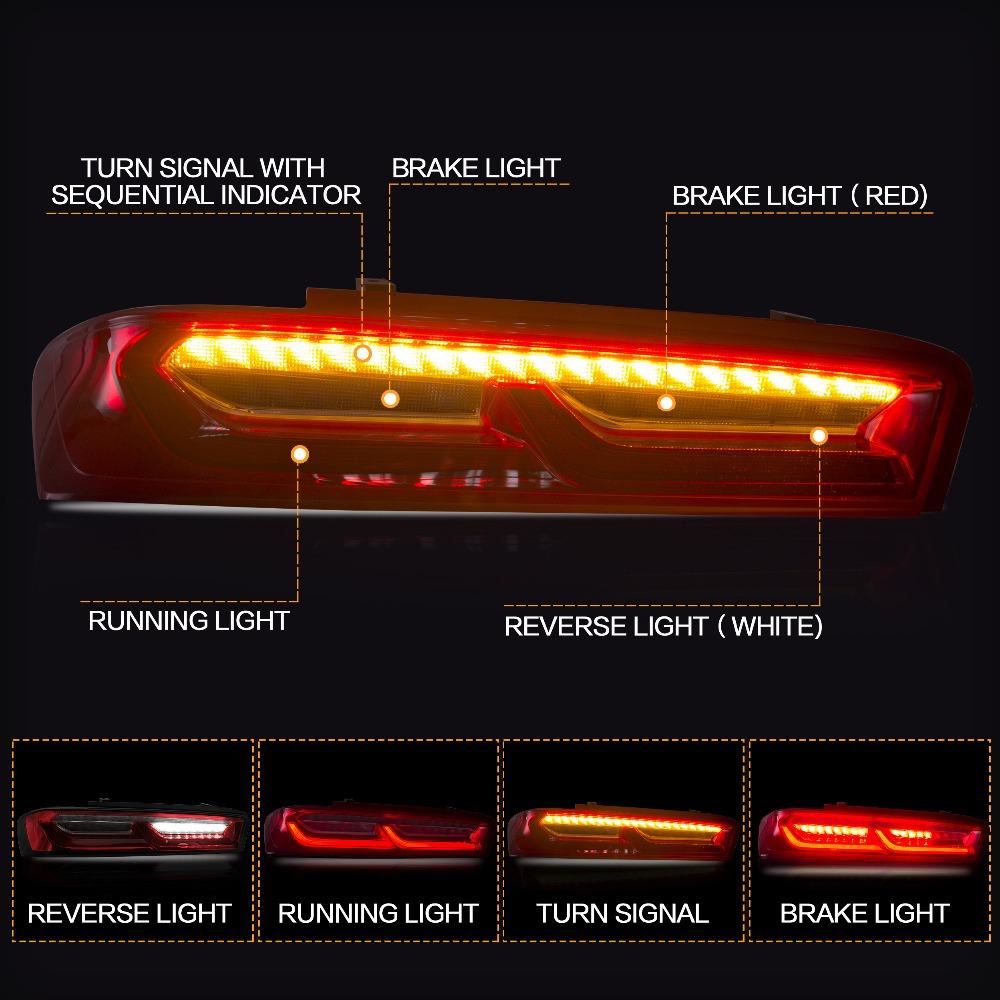 VLAND Tail Lights Assembly For Chevrolet Camaro 2016-2018 Taillight Tail Lamp With Turn Signal Reverse Lights LED DRL Light