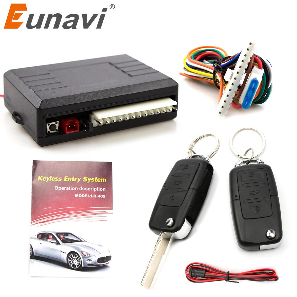 Eunavi Universal Autoalarmanlage Auto Tür Fernbedienung Zentralverriegelung Schloss Keyless LED Schlüsselbund Zentral Kit Türschloss