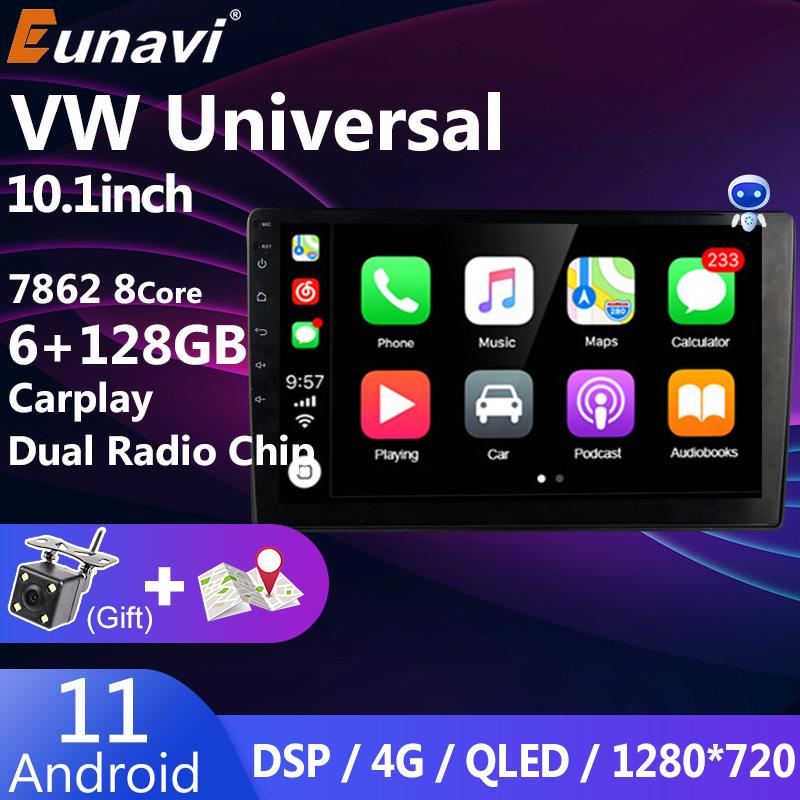 Eunavi 2 Din Android 11 Car Radio Multimedia Player For VW/Volkswagen/Golf/Polo/Tiguan/Passat/b7/b6/SEAT/Leon/Skoda/ Octavia GPS