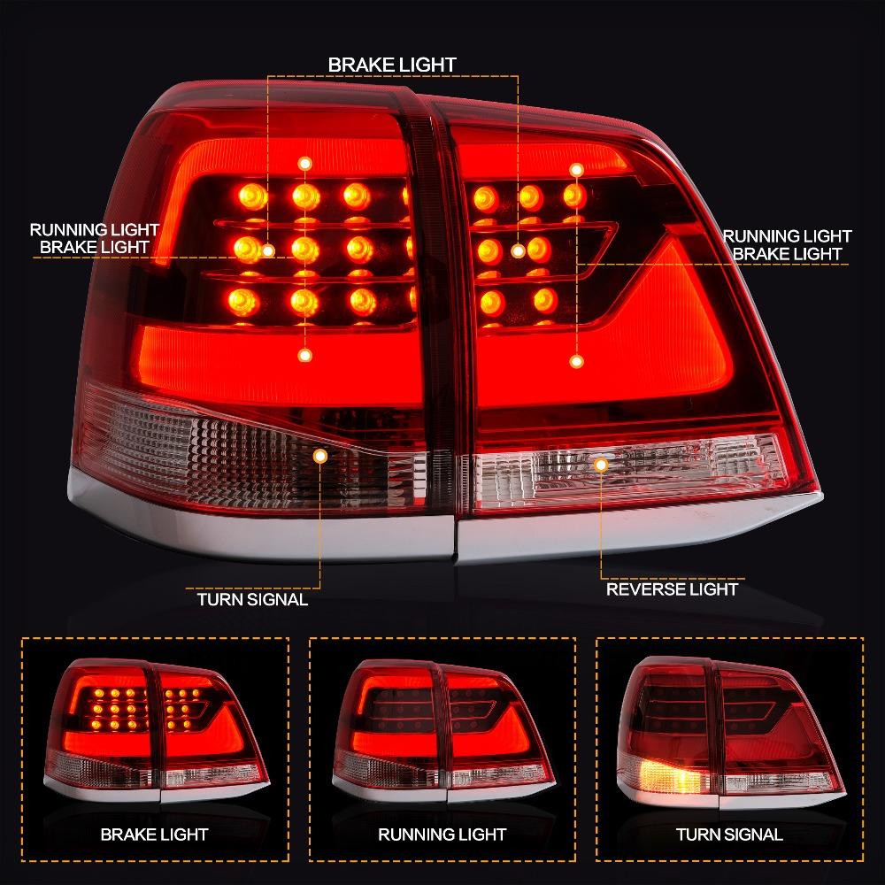 VLAND Tail Lights Assembly For Toyota Land Cruiser 2008-2015 Taillights Tail Lamp With Turn Signal Reverse Lights DRL Light