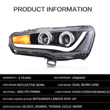 Load image into Gallery viewer, VLAND car Headlamp Headlight Assembly for Mitsubishi Lancer 2008-2017 Full LED Headlamp with DRL Sequential Turn Signal light