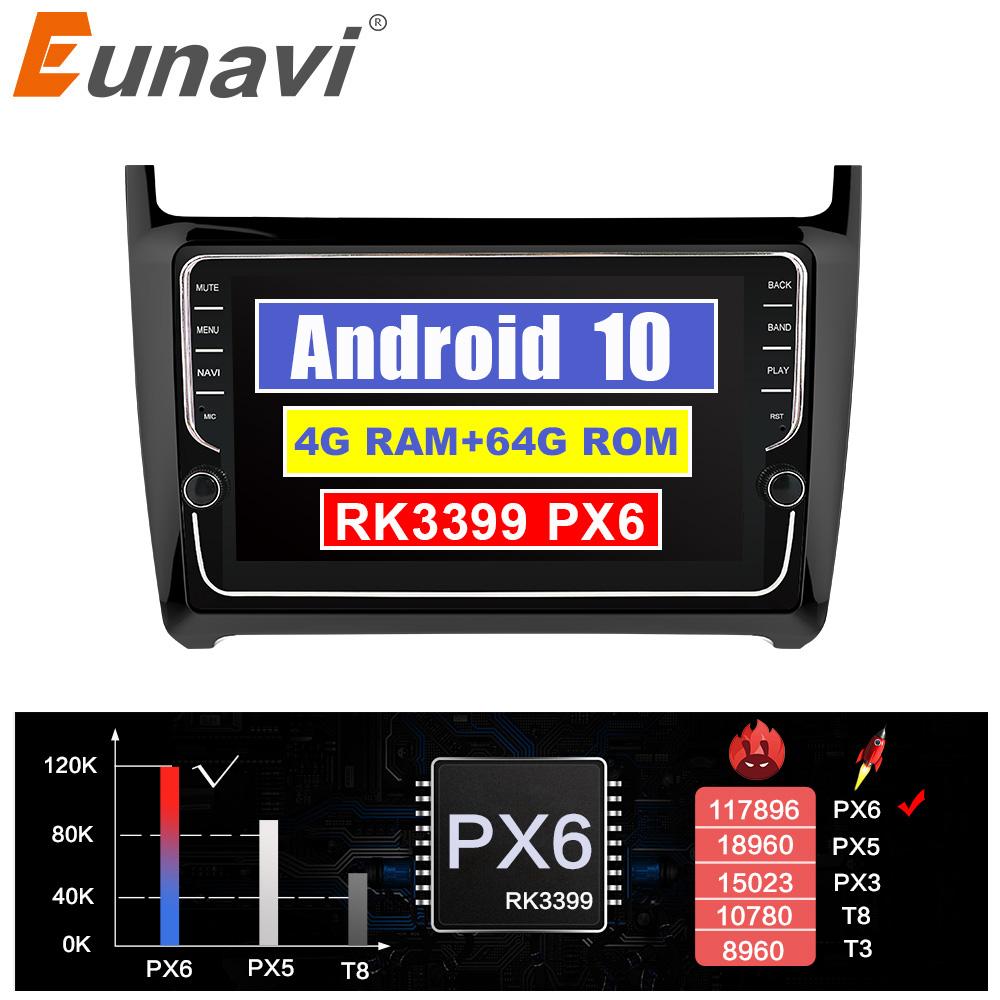 Eunavi 2 Din Android 10 Car Radio GPS Stereo For VW Polo sedan 2012-2016 navigation multimedia player 8 core 4G 64G TDA7851