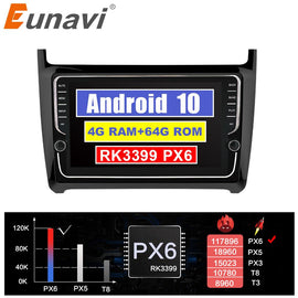 Eunavi 2 Din Android 10 Car Radio GPS Stereo For VW Polo sedan 2012-2016 navigation multimedia player 8 core 4G 64G TDA7851