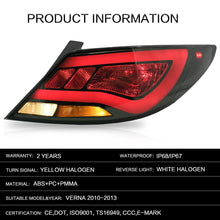 Charger l&#39;image dans la galerie, VLAND Tail Lights Assembly For Hyundai Accent Verna 2010-2013 Taillight Tail Lamp With Turn Signal Reverse Lights LED DRL Light