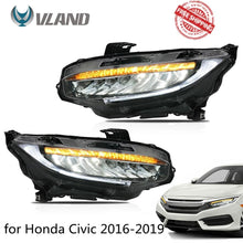 Laden Sie das Bild in den Galerie-Viewer, VLAND Headlamp Car Headlights Assembly for Honda Civic 2016-2019 Headlight LED DRL with moving turn signal Dual Beam Lens