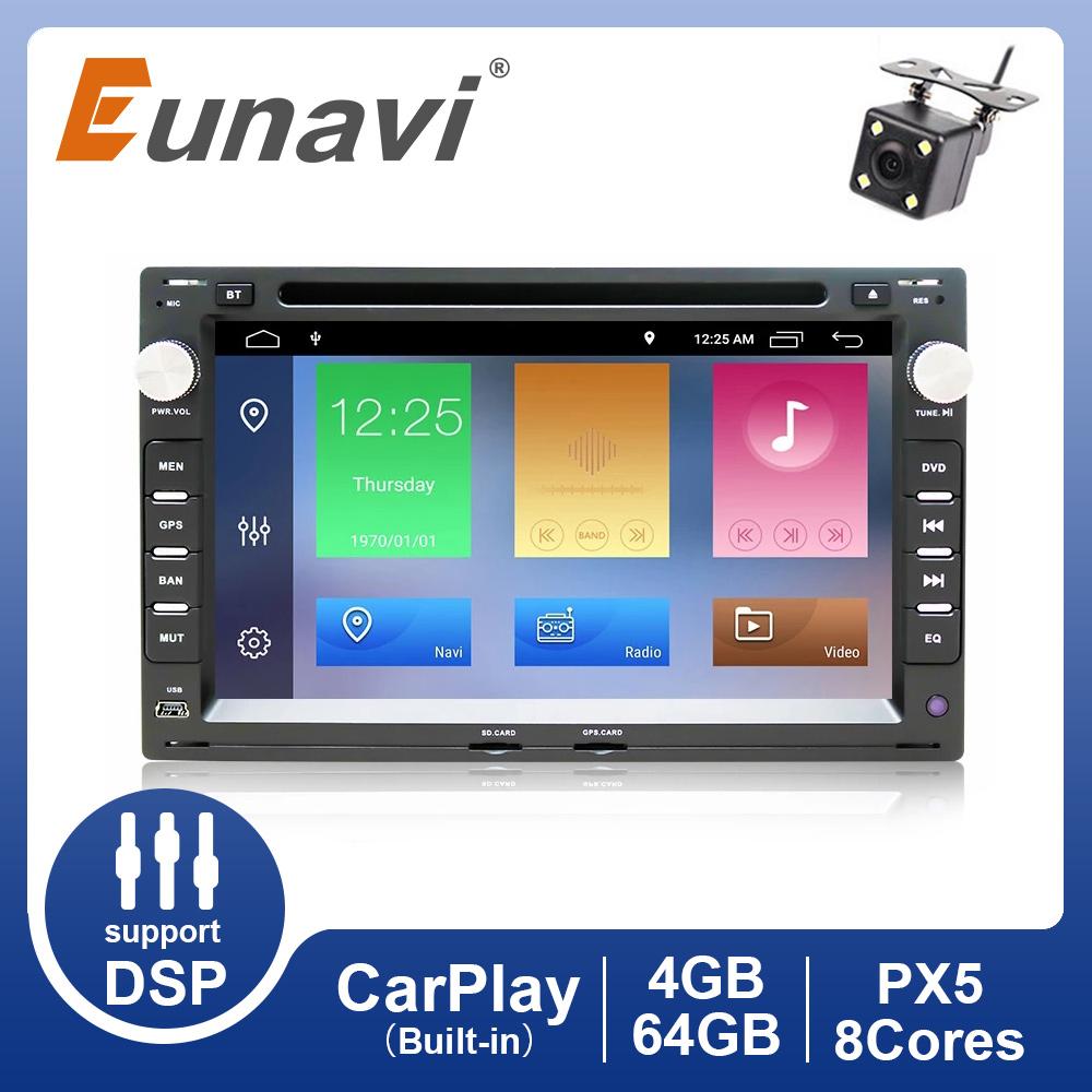 Eunavi 2 Din Car Multimedia Radio Player Auto For VW Volkswagen PASSAT B5 MK4 MK5 JETTA BORA POLO TRANSPORT T5 DSP Android GPS