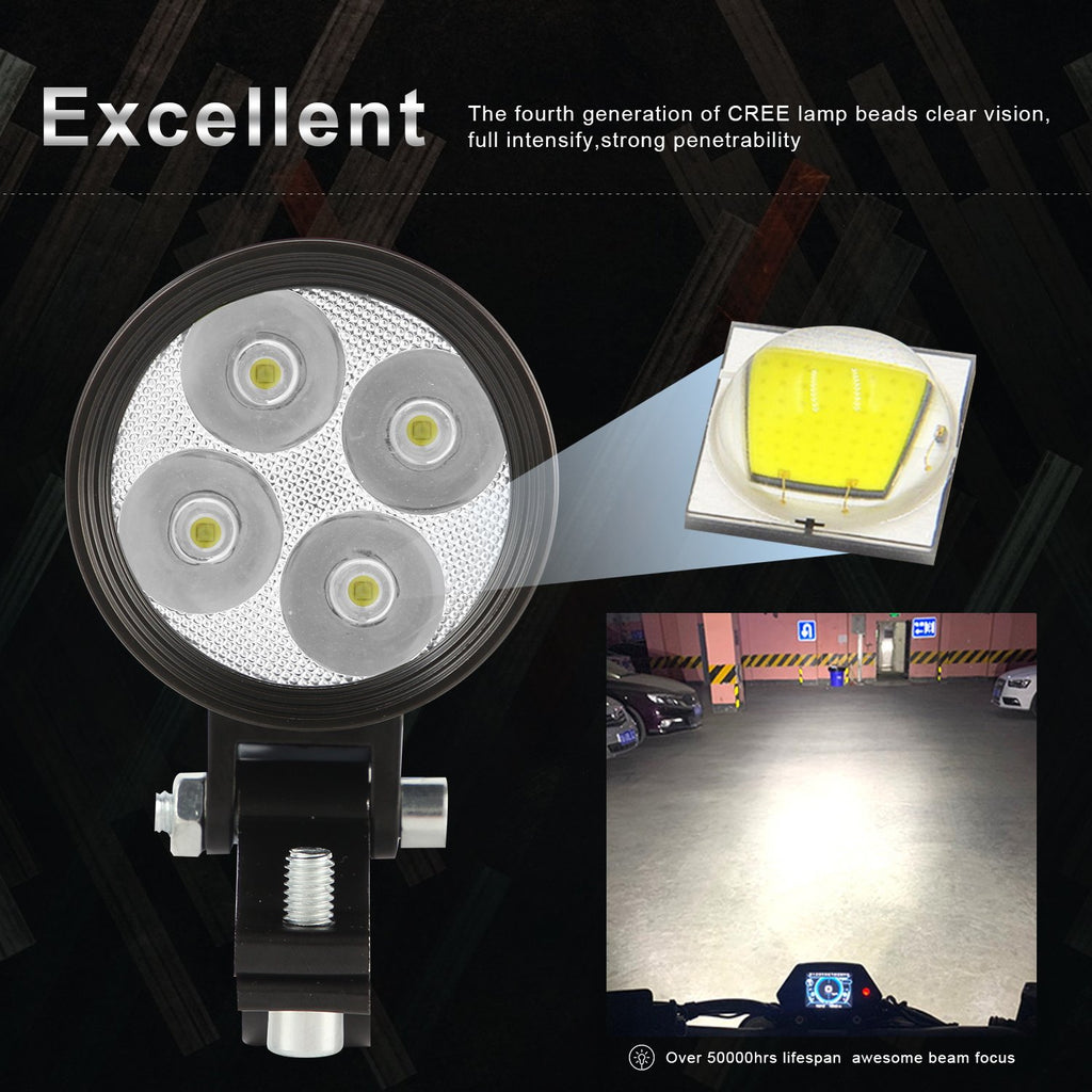 Led Work Light Motorcycle External Spotlight Work Light Mini Steel Cannon Glare Electric Car Led Car Light Modifica (Four Beads)