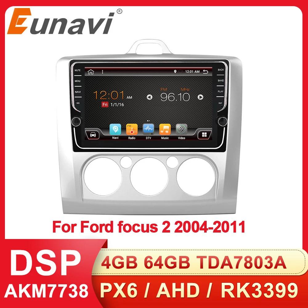 Eunavi 2 din 8'' Android 10 Car Multimedia Player GPS Radio For Ford focus 2 2004-2011 Auto Audio Video stereo headunit WIFI