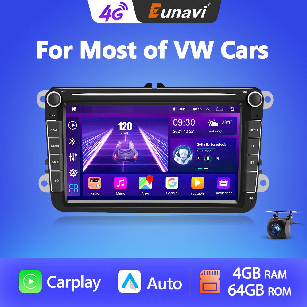 Eunavi 2 Din Android 10 Car Radio GPS For VW Passat B6 B7 CC Polo GOLF 5 6 Touran Jetta Tiguan Skoda Octavia Bora Magotan 4G USB