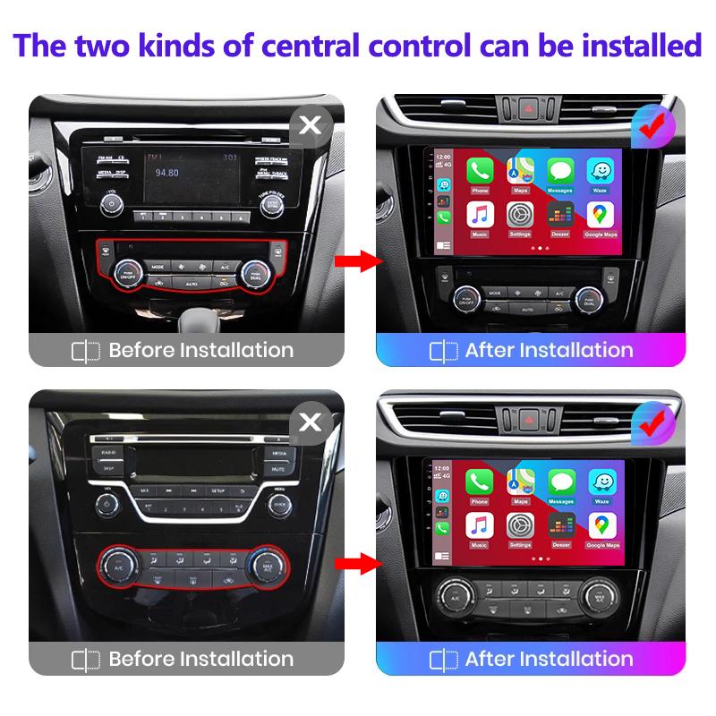 Eunavi 2 Din Android Auto Car Multimedia Player For Nissan Qashqai J11 X-Trail 3 T32 2013-2017 Auto Radio QLED Screen 4G GPS DVD