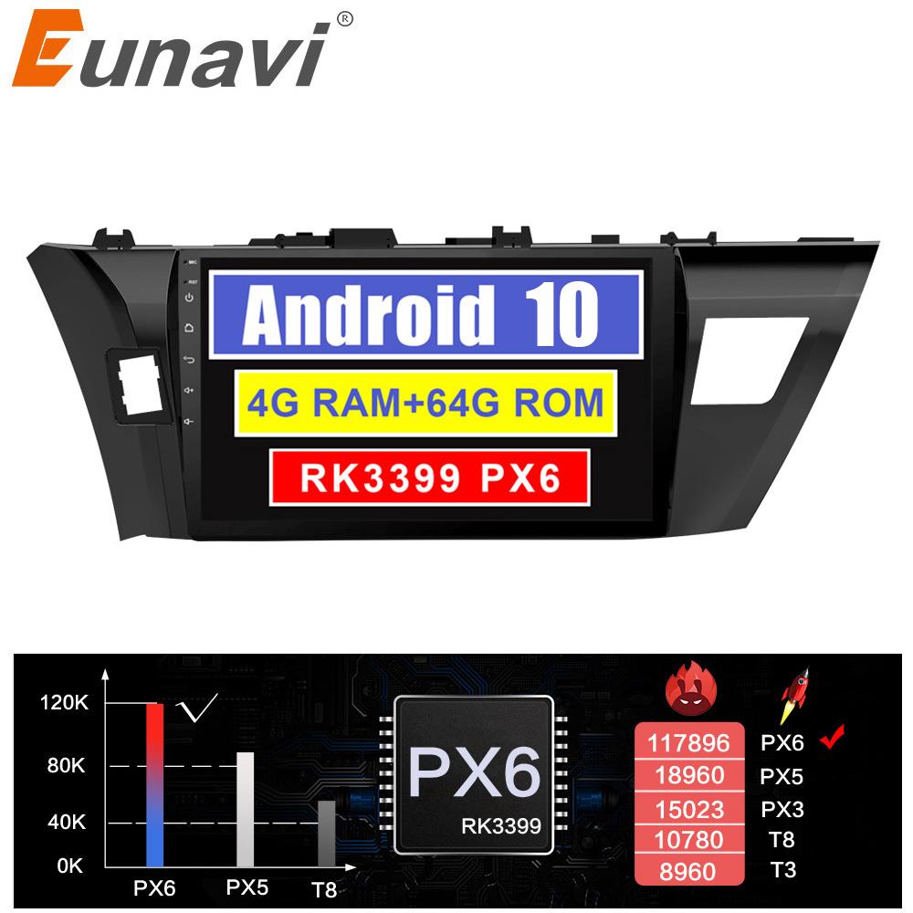 Eunavi Octa 8 core car radio for Toyota Corolla E180 2013-2016 multimedia car gps navigation PX6 WIFI 4G+64G android 10