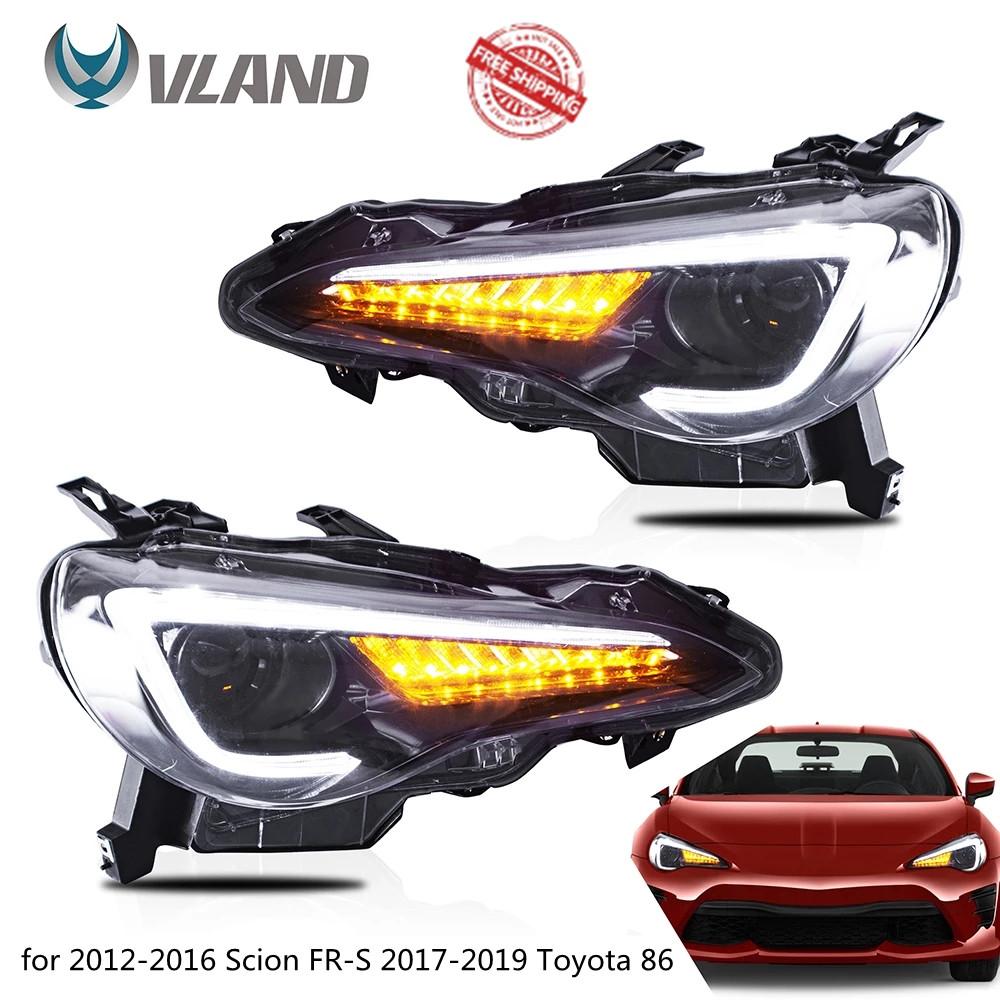 VLAND Headlamp Car Headlights Assembly for 2012-2016 Scion FR-S 2017-2019 Toyota 86 Head light moving turn signal Dual Beam Lens