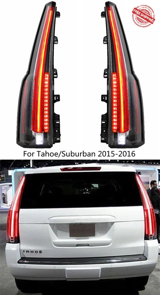 VLAND Tail Lamps Fit For Tahoe/Suburban  Full LED Taillights With DRL+Brake+Reverse Light+Red Turn Signal 2015-2016