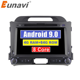Eunavi 2din Android 9.0 car dvd for KIA sportage 2011 2012 2013 2014 2015 headunit gps navigation 2 din car multimedia 4G 64G
