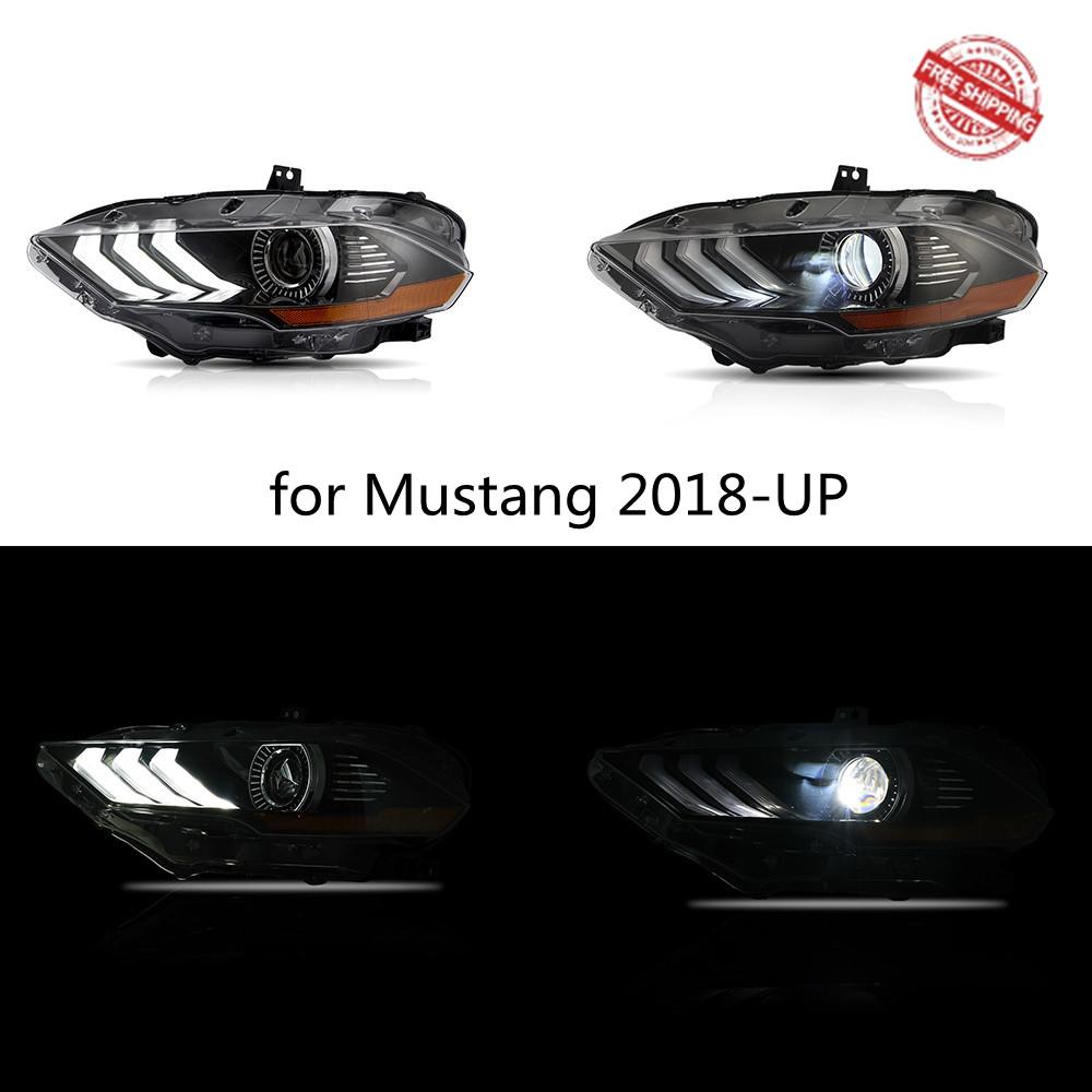 VLAND Full LED Headlights for Mustang 2018-UP Headlamp Assembly with DRL Sequential Turn Signal factory accessory car led lights