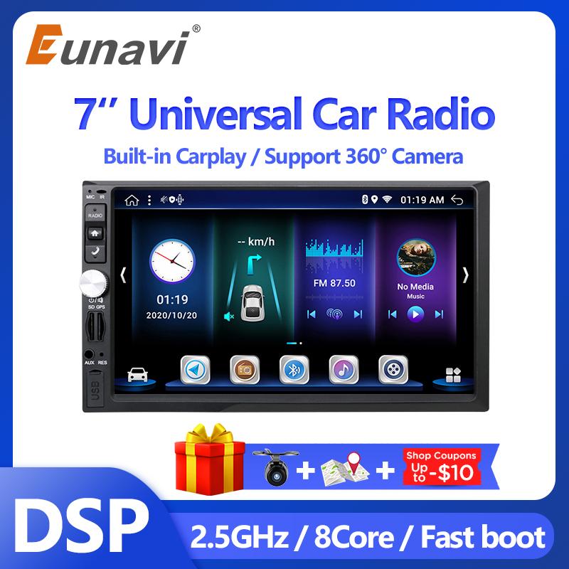 Eunavi Universal 2Din Android10 Car radio Multimedia Player  for car 7"HD Universal auto Stereo GPS Navigation AudioVideo Player