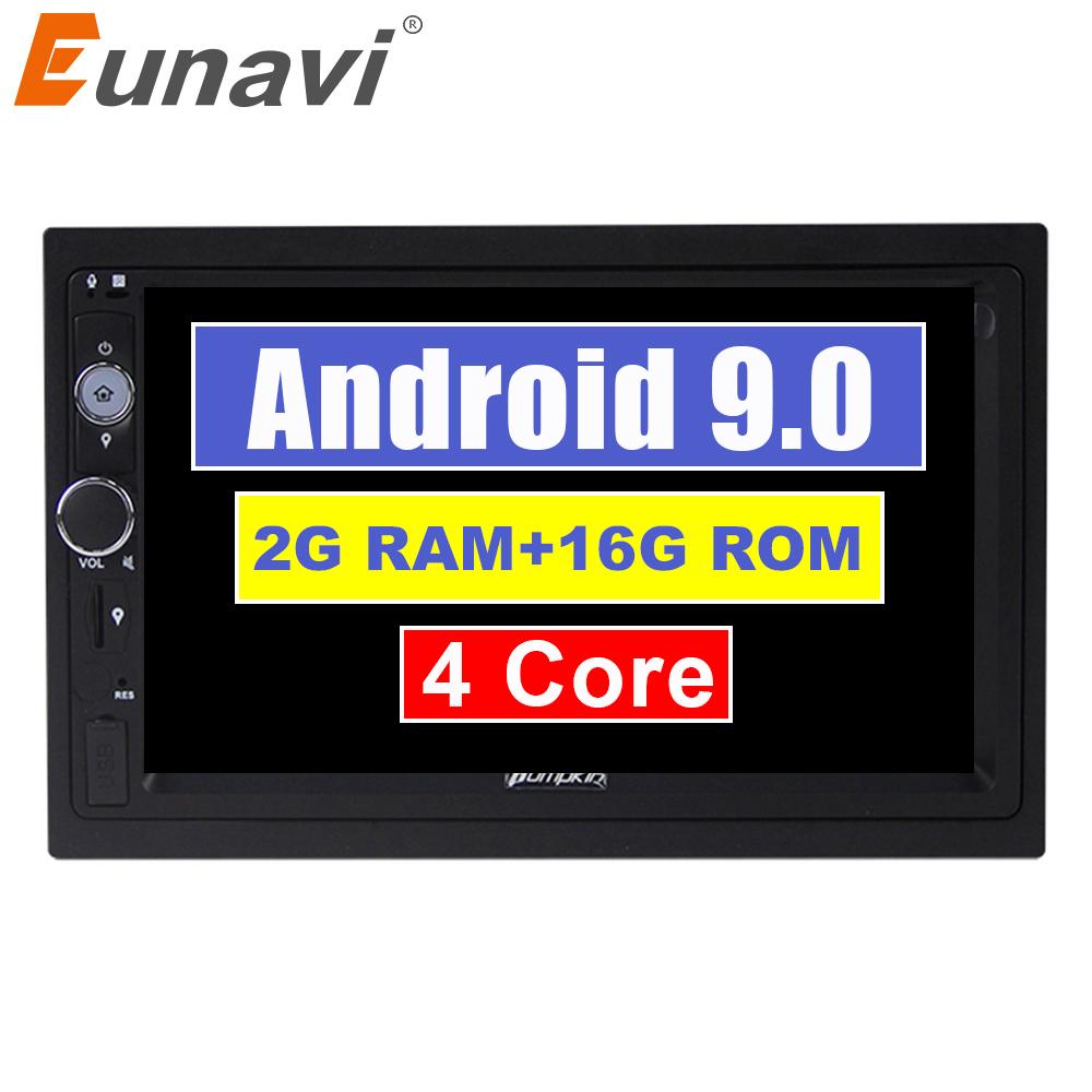 Eunavi 2din 7'' Android 9.0 System Universal Car Radio Audio Stereo player GPS Navigation two Din 1024*600 HD TDA7851 NO DVD