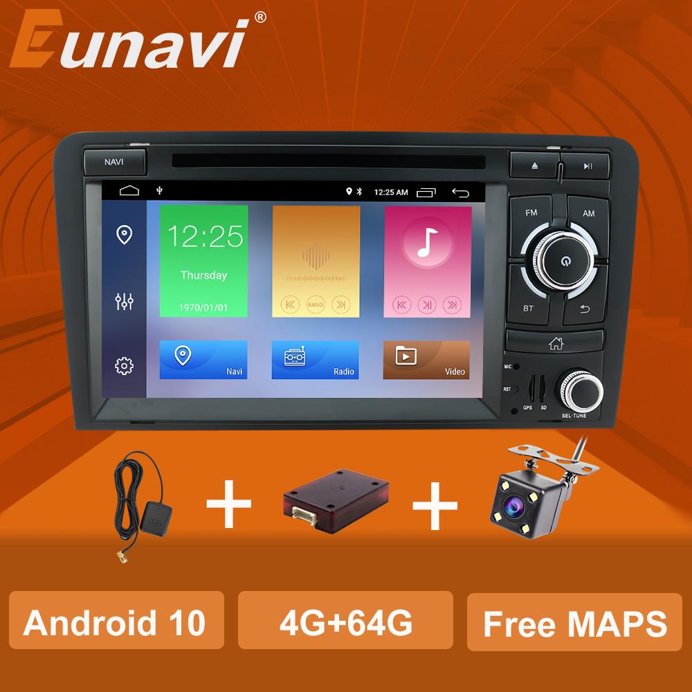 Eunavi Android 2Din Car Radio DVD GPS Auto Player For Audi A3 8P 2003-2012 S3 2006-2012 RS3 Sportback 2011 Multimedia player DSP