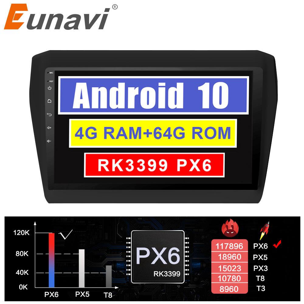 Eunavi 9'' 2 Din Car Radio Stereo for SUZUKI SWIFT 2017 Double 2DIN Multimedia GPS 8 CORES 4G 64GB TDA7851 Audio Android 10