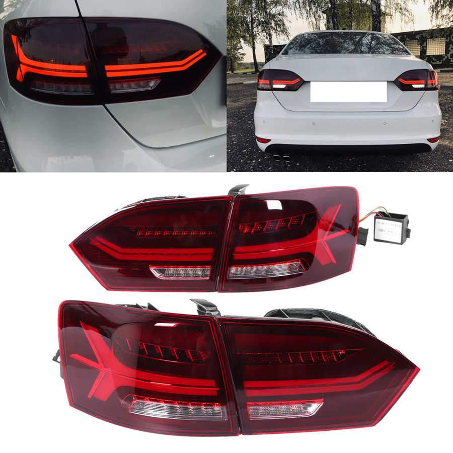 Full LED Dynamic Tail Lights Cherry Red Lens IP67 Waterproof Fit for MK6 YAB-ST-0215AH Car Styling2011 2012 2013 2014